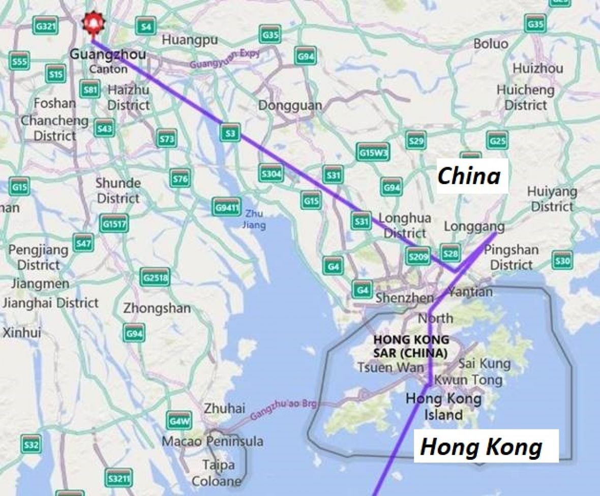 Map of fruit travel from Australia to China - Internal map of China