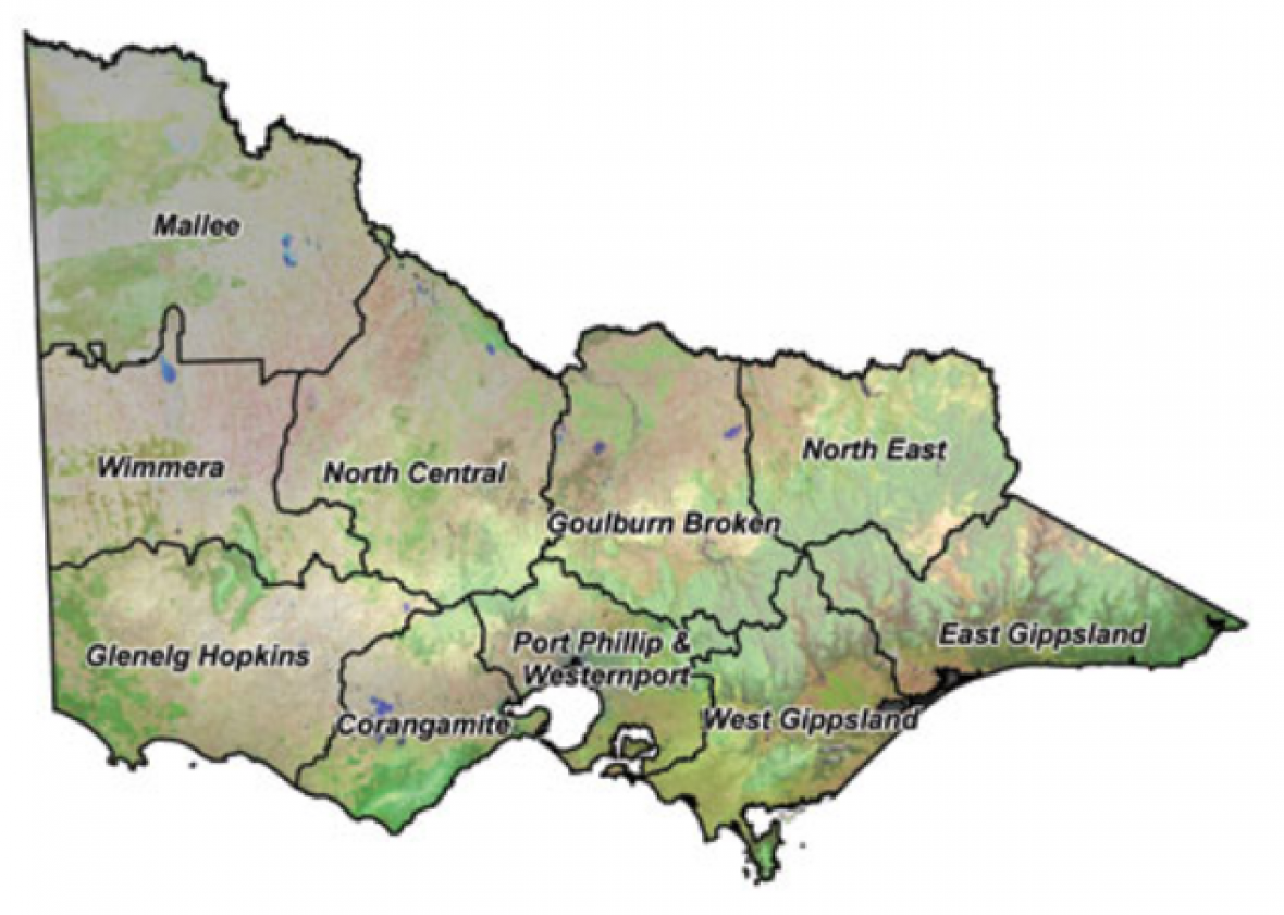 Map of CMA regions in Victoria