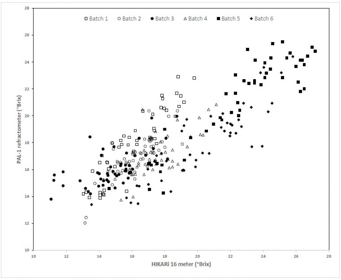 Graph: Comparison of the soluble solids concentration - Cherries